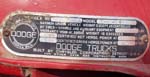 55 Dodge RAM Pickup I.D. Plate